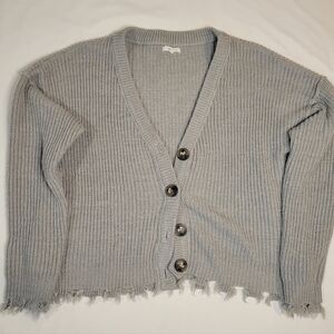 Maurices Light Gray Frayed Hem Cardigan